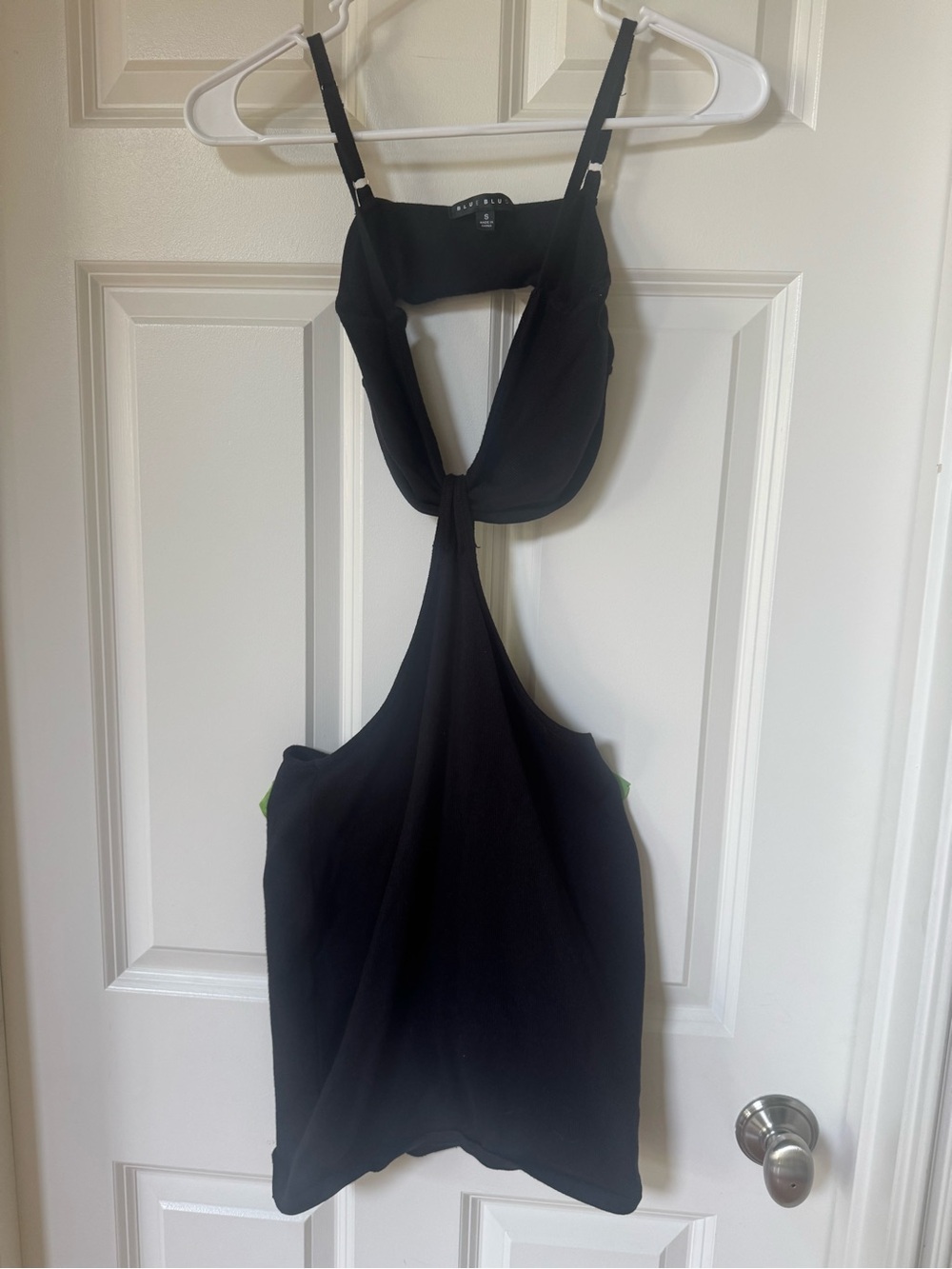 Blue Blush Black Mini Dress with Cutout Back